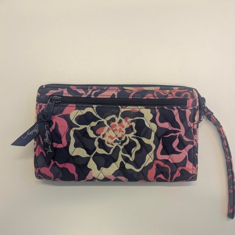 retired pattern vera Bradley blue and pink wristlet wallet